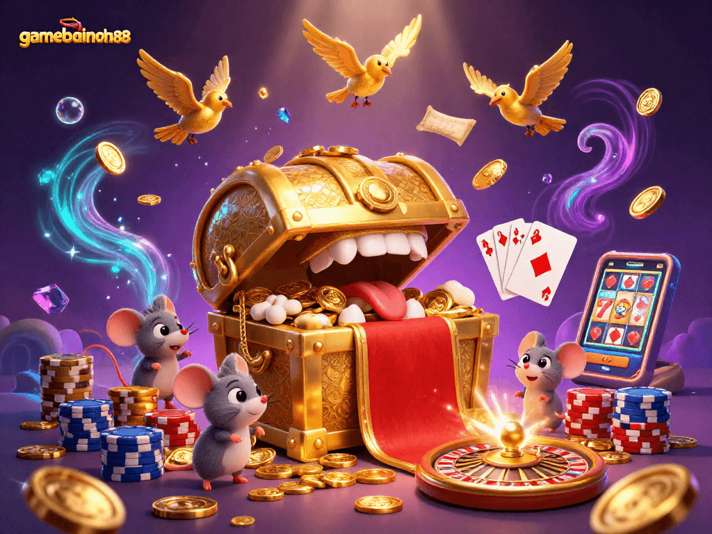 Win big in gamebainohu88 with a treasure chest and dazzling casino elements!