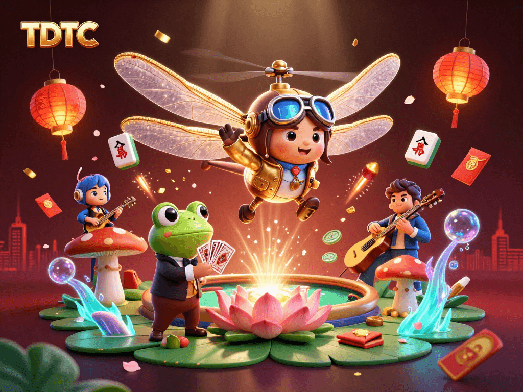 Experience TDTC's vibrant casino atmosphere with dynamic characters and colorful elements.