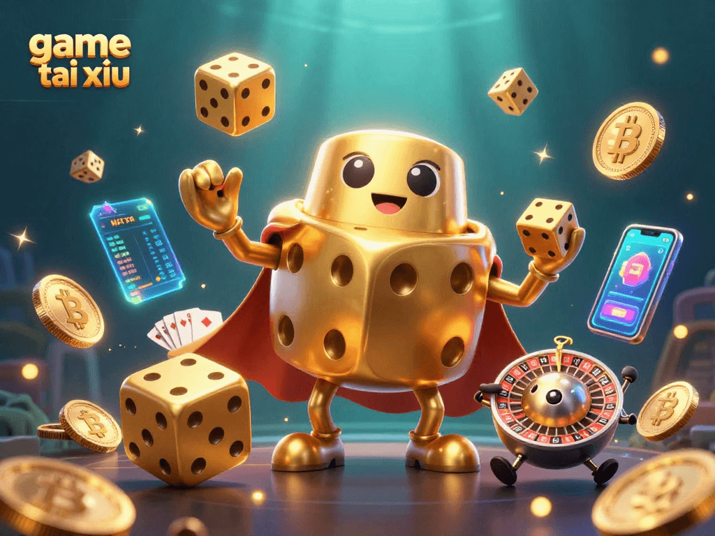 Experience thrilling action in game tài xỉu with dynamic golden dice and vibrant blockchain elements.