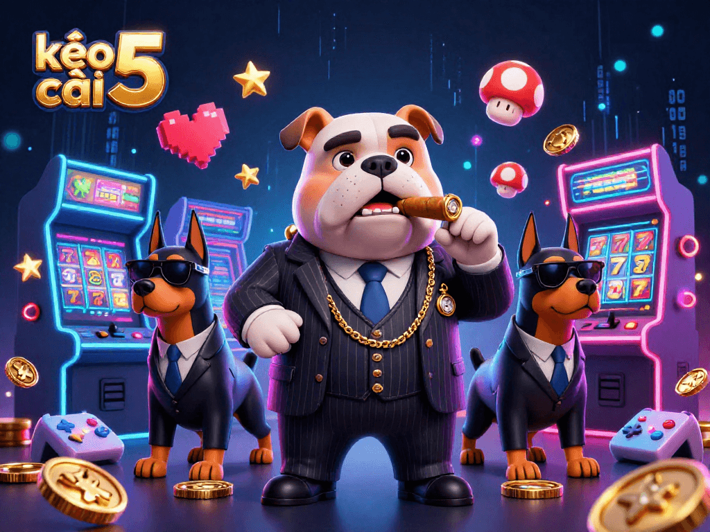 Experience thrilling moments at kèo nhà cái 5 with a charming 3D mafia boss and exciting slot machines.