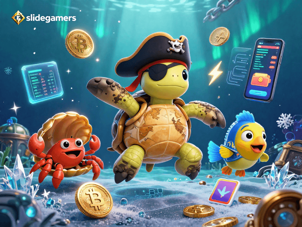 Engage in thrilling gameplay with slidegamers featuring pirate-themed characters and crypto elements.