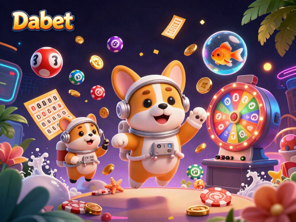 Dabet offers a thrilling gambling experience with vibrant lottery balls and exciting casino elements.