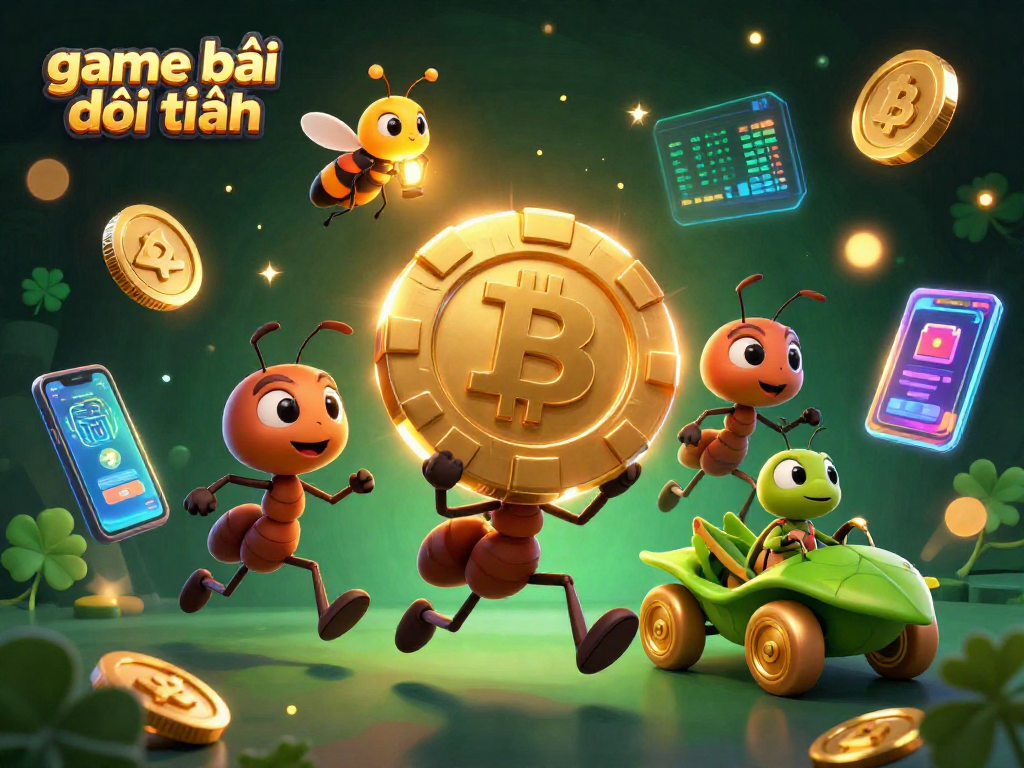 Engage with game bài đổi thưởng featuring a heist scene of ants and crypto elements in action.