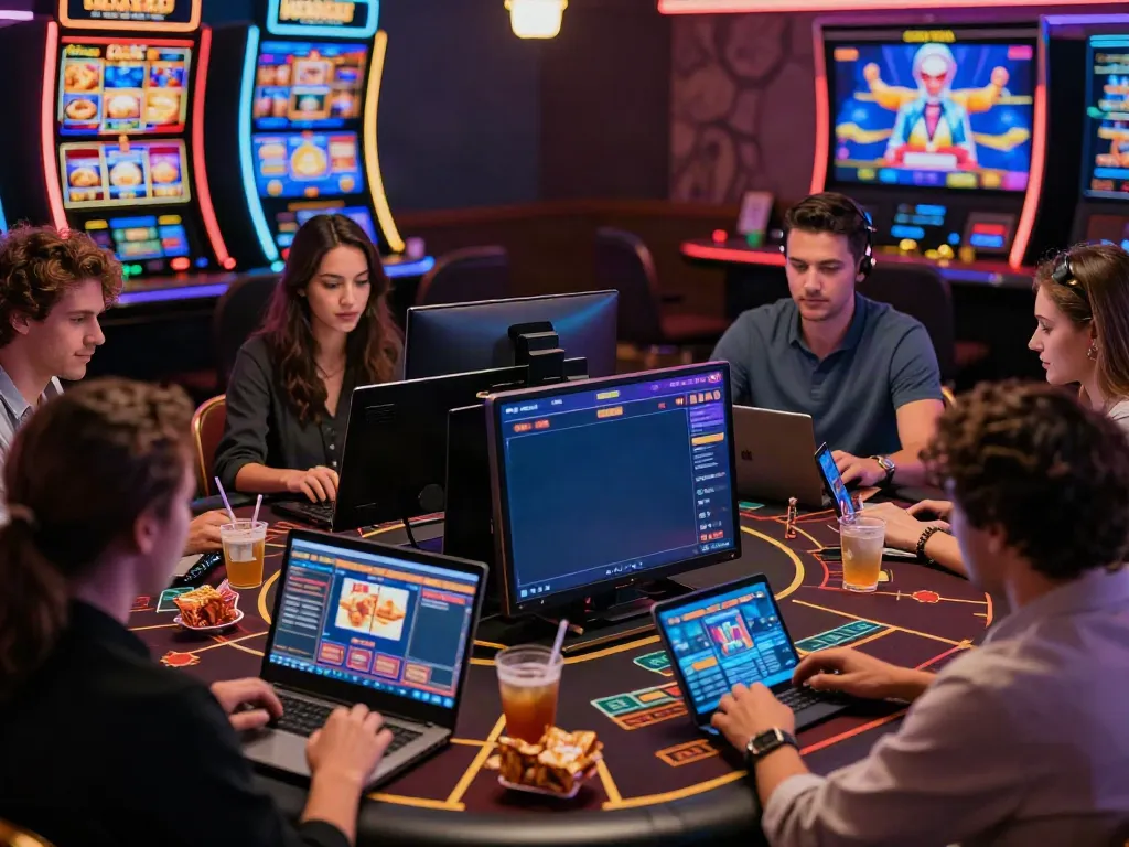 Exciting gaming experience at non Gamstop casinos with diverse players enjoying online casino games.