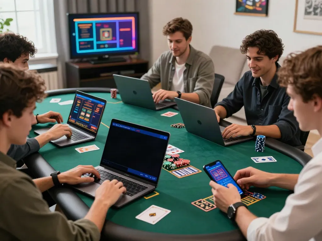 Players enjoying non Gamstop online casinos at a lively gaming setup.