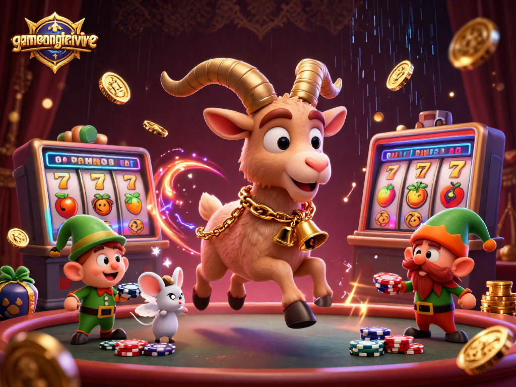 Experience the thrill of gamenongtraivuive in a festive casino setting with Krampus and friendly characters.