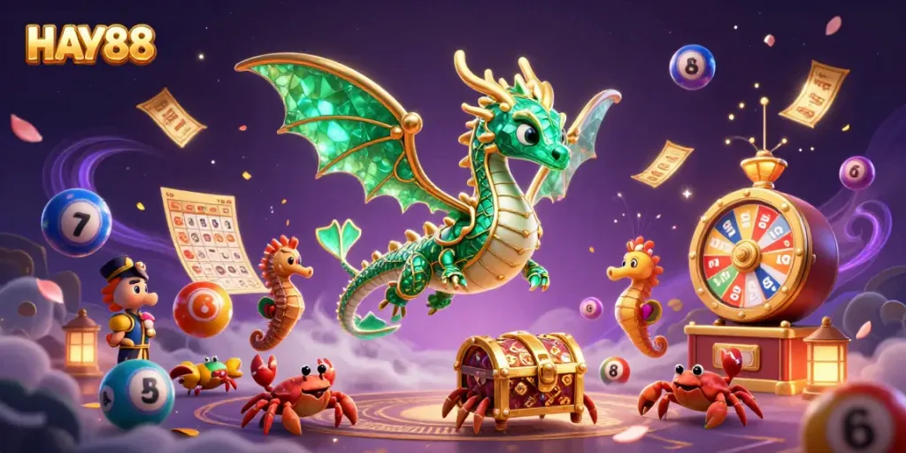 Participate in thrilling HAY88 lottery games with vibrant colors and dynamic gaming elements.