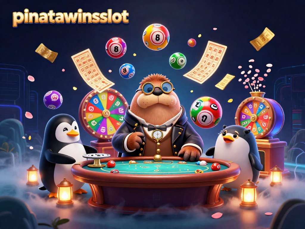 Experience pinatawinsslot with jolly characters at an exciting gambling scene with vibrant elements.