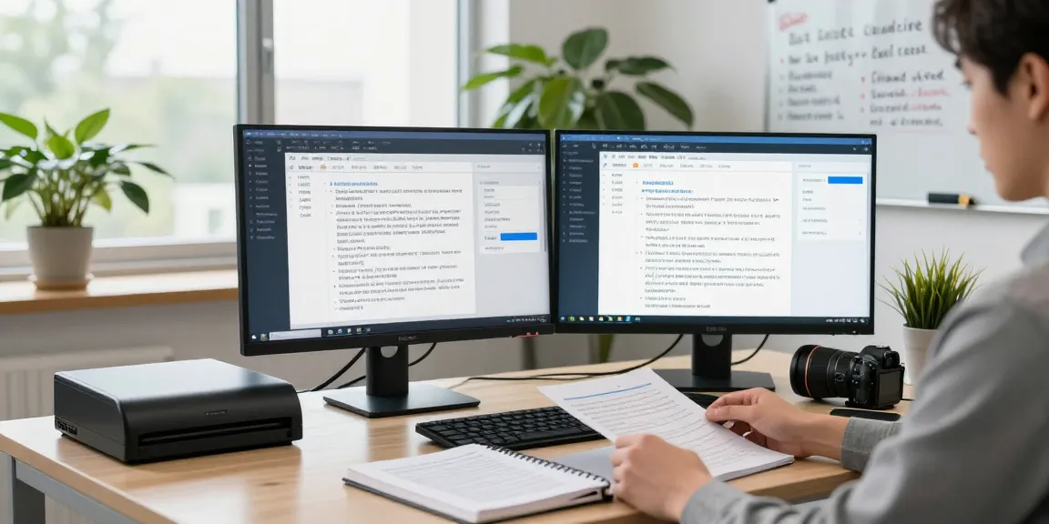 Data analyst engaging in document fraud detection analysis at a professional workstation, showcasing digital verification processes.