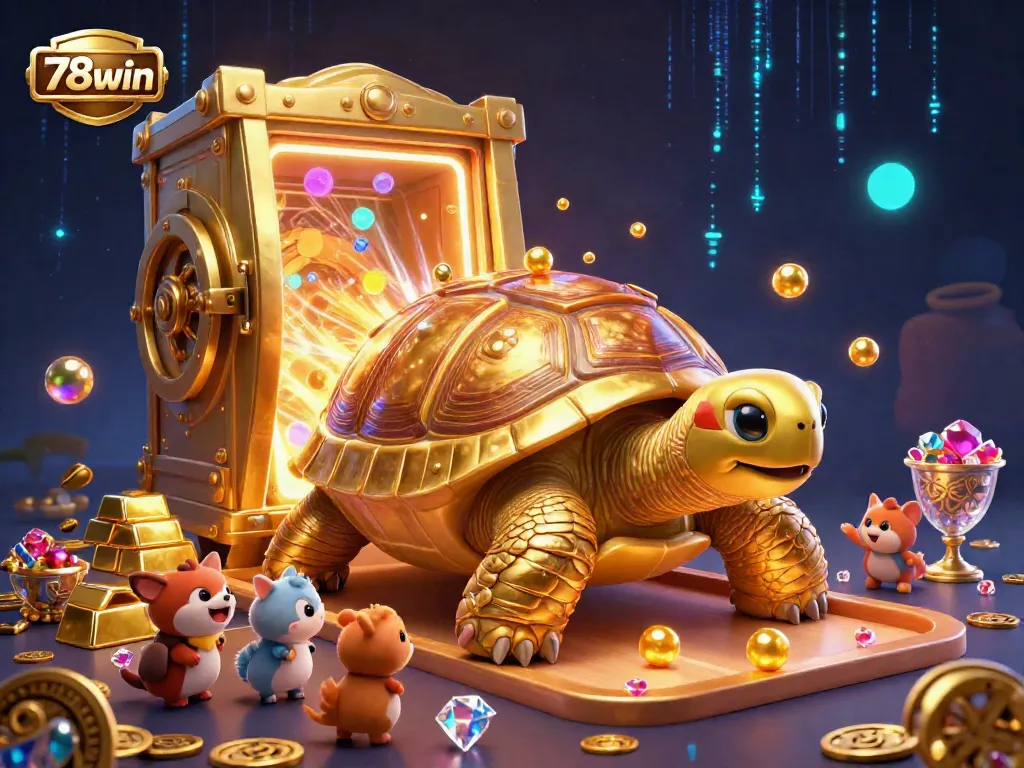 Experience thrilling gameplay with 78win's vibrant casino scene featuring a golden tortoise pinball machine.