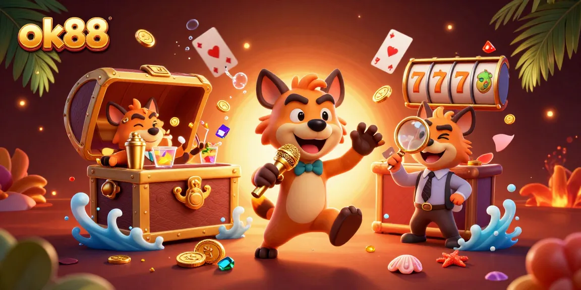 Experience the thrill of ok88 with playful hyenas engaging in a lively casino club atmosphere.