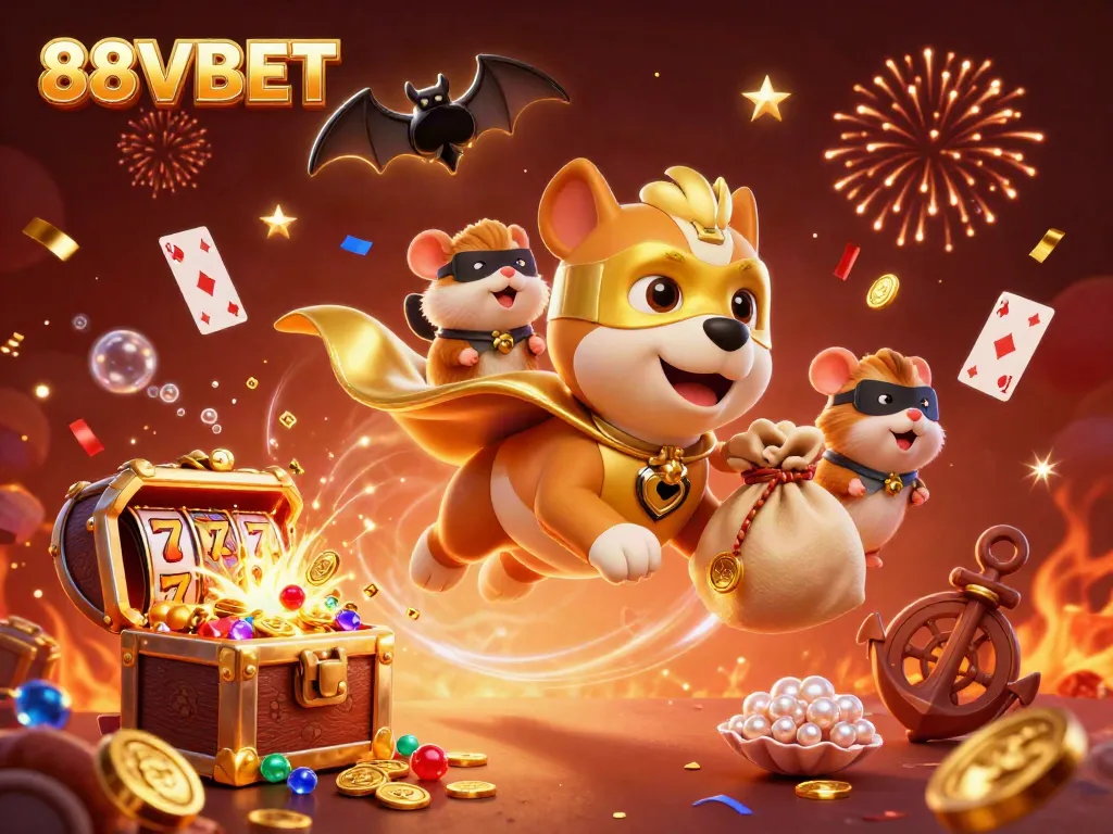 Engage in exciting gameplay at 88VBET with a vibrant 3D illustration showcasing thrilling casino elements.
