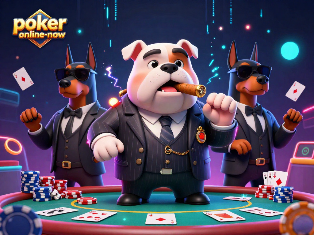 Engage in thrilling casino poker action at poker-online-now with our colorful gaming illustration.