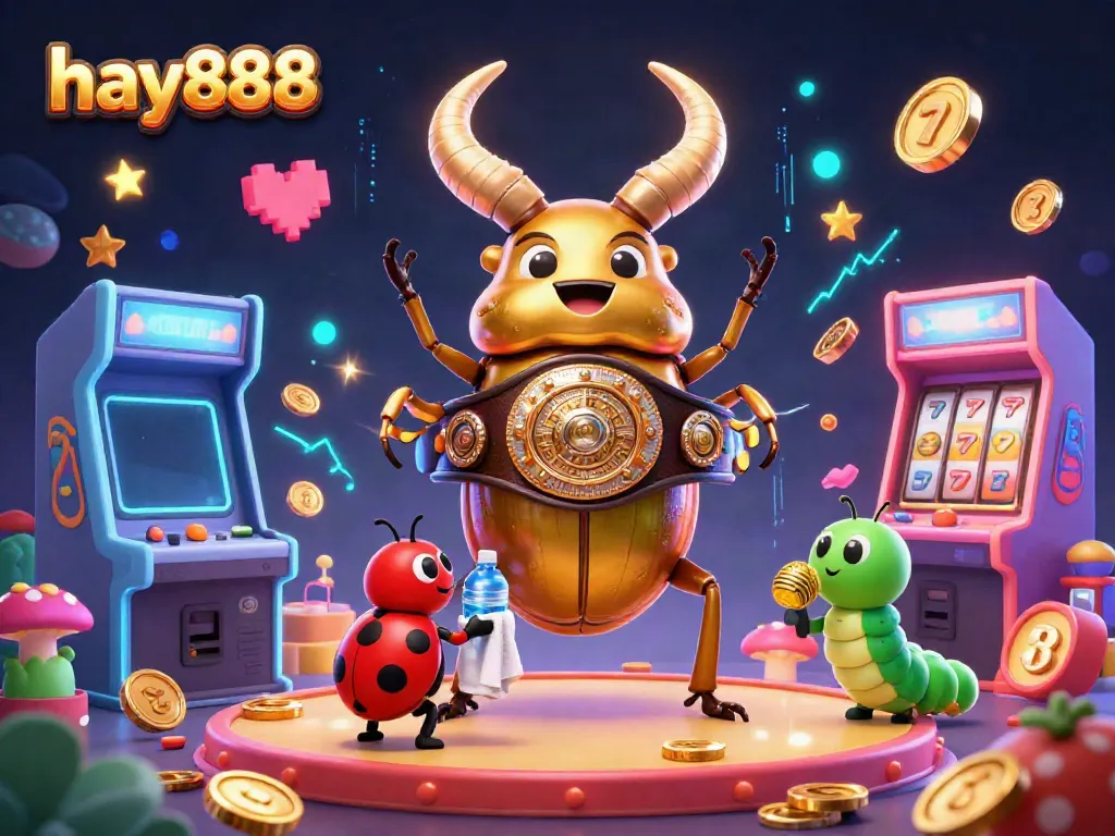 Witness the excitement of the hay888 online casino with vibrant characters and casino elements.