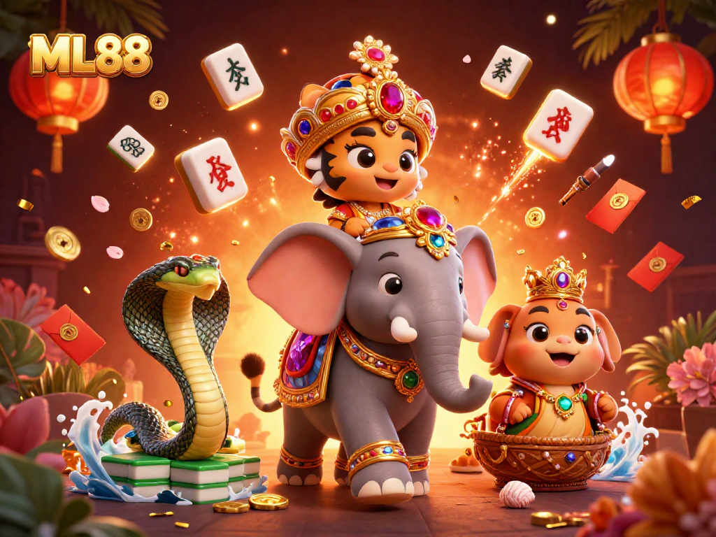 Experience thrilling gaming at ML88 with a vibrant 3D casino scene featuring exotic characters and cultural symbols.