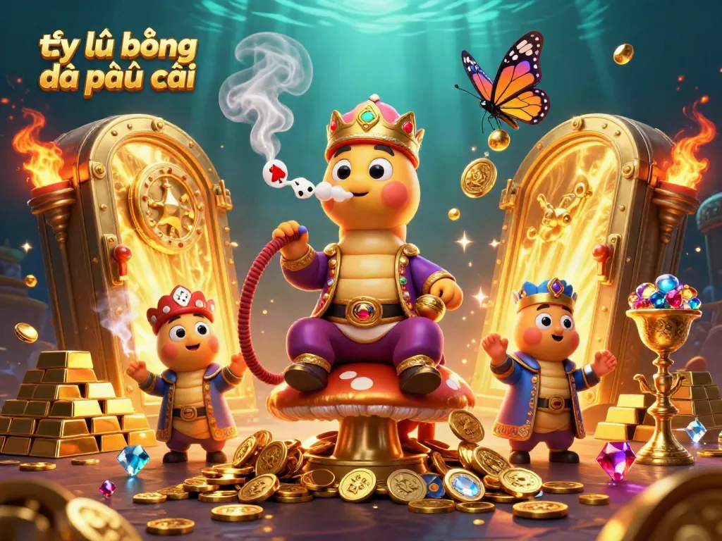 Engage with tỷ lệ bóng đá nhà cái through a vibrant 3D scene featuring a caterpillar and gold treasures.