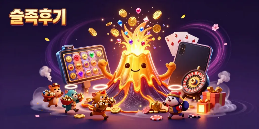 Experience thrilling slots gameplay with vibrant treasures in this 슬롯후기 illustration.