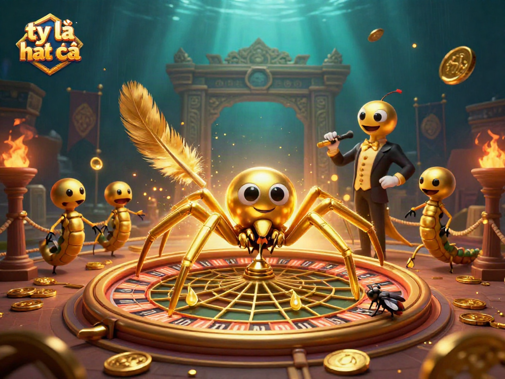 Experience tỷ lệ nhà cái with thrilling bets placed at a vibrant roulette wheel crafted from a golden web.