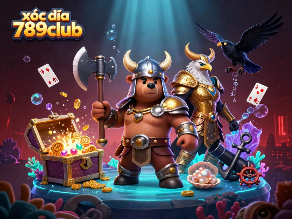 Engaging scene showcasing xóc đĩa 789club, with dynamic casino-themed elements and vibrant characters.