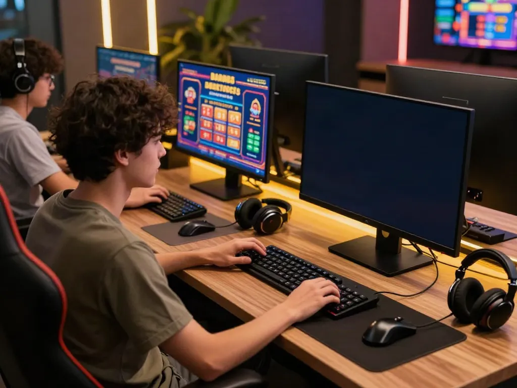 Engaging online gambling experience at non gamstop casinos with vibrant games and cozy gaming setup.