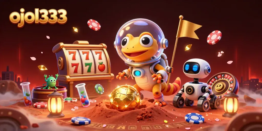 Experience exciting games at ojol333 with colorful slot reels and engaging casino elements.