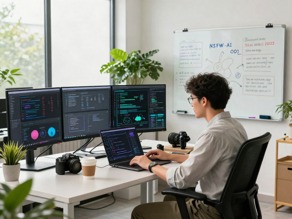 AI model training session focusing on nsfw ai applications in a modern workspace.