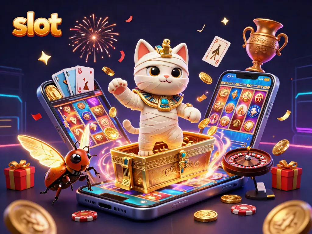 Spin vibrant slot games with colorful characters in a dazzling casino scene bursting with excitement.