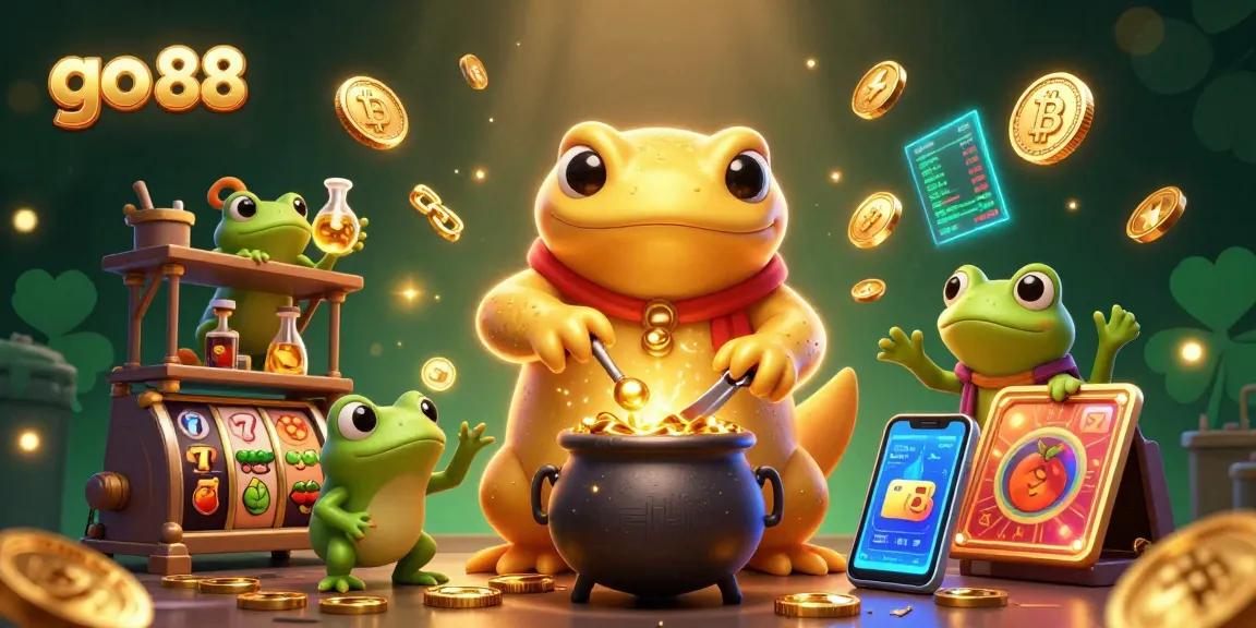 Engage with the go 88 fantasy scene showcasing a golden salamander alchemist crafting gold coins amid captivating gaming elements.
