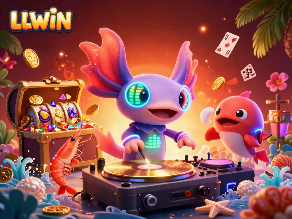 Experience vibrant casino excitement with LLWIN's themed underwater party illustrated in 3D.