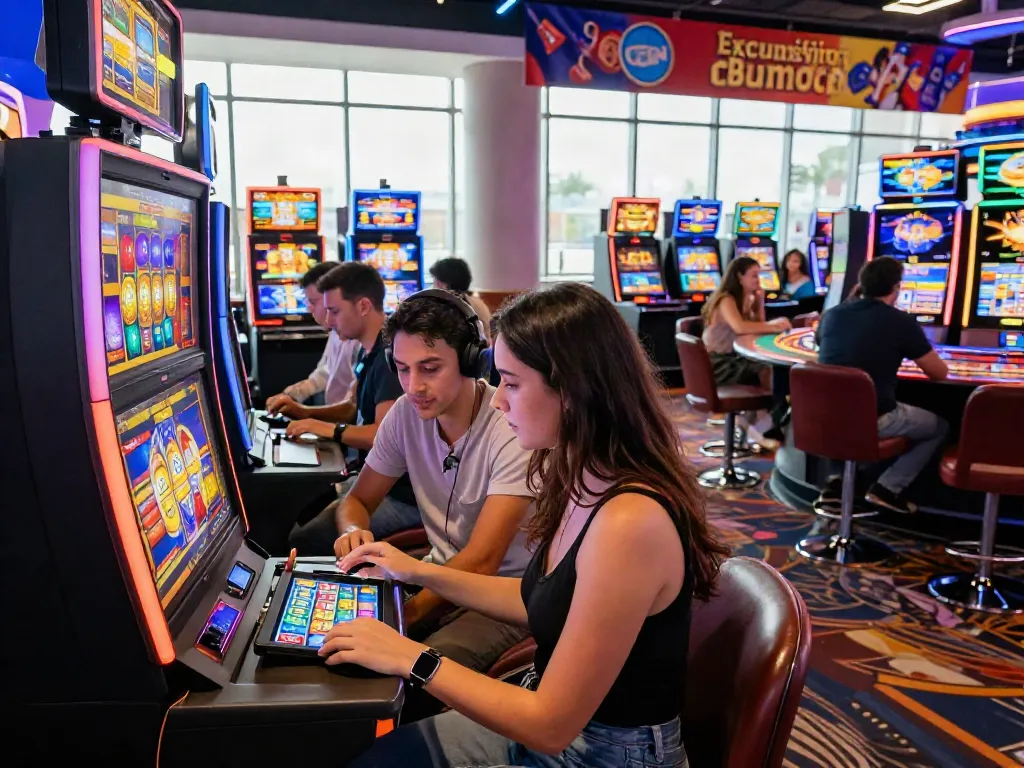 Engaging gaming experience at a vibrant non GamStop casino with players enjoying various games.