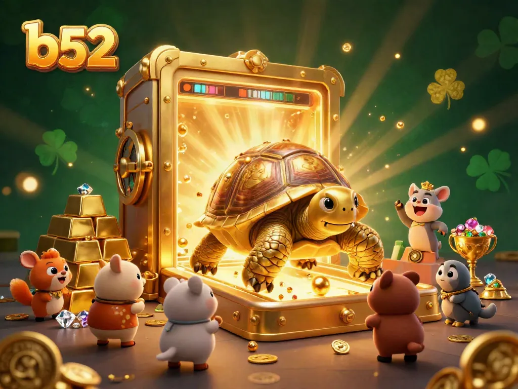 Experience the thrilling world of b52 casino with vibrant visuals of golden treasures and animated characters.