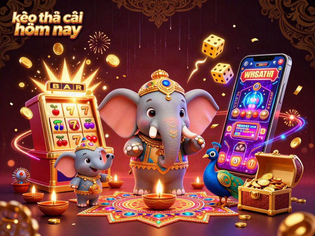 Engage with kèo nhà cái hôm nay through vibrant 3D casino illustration featuring dynamic gaming elements.