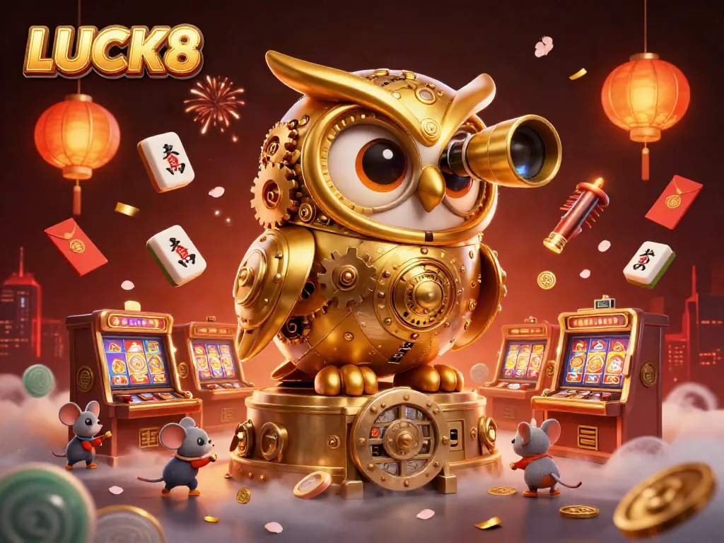 Experience thrilling gameplay at LUCK8 with this detailed 3D illustration of casino excitement.