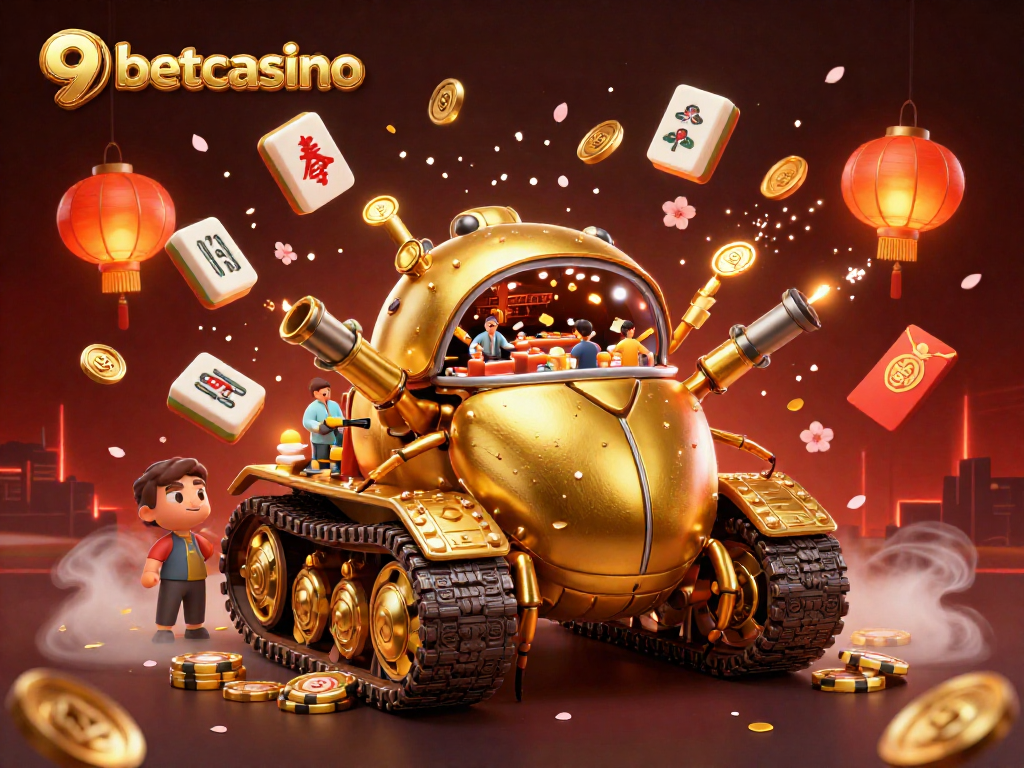 Engage with 9betcasino's immersive experience featuring a golden beetle tank casino and dynamic gaming elements.