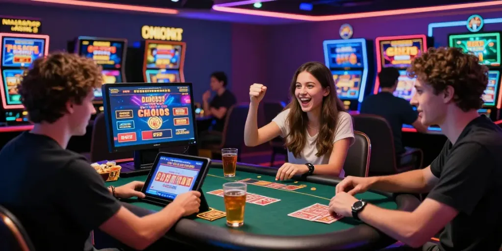 Engaging online casino atmosphere featuring non GamStop gaming activities with diverse players enjoying themselves.