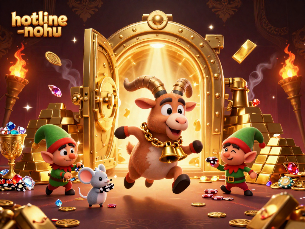 Experience the thrilling action at hotline-nohu with Krampus and mischievous elves stealing poker chips.