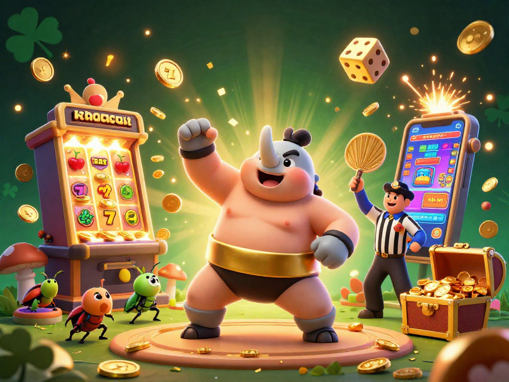 Experience the excitement of khobau-aztec with a dynamic jackpot explosion featuring unique characters and casino elements.