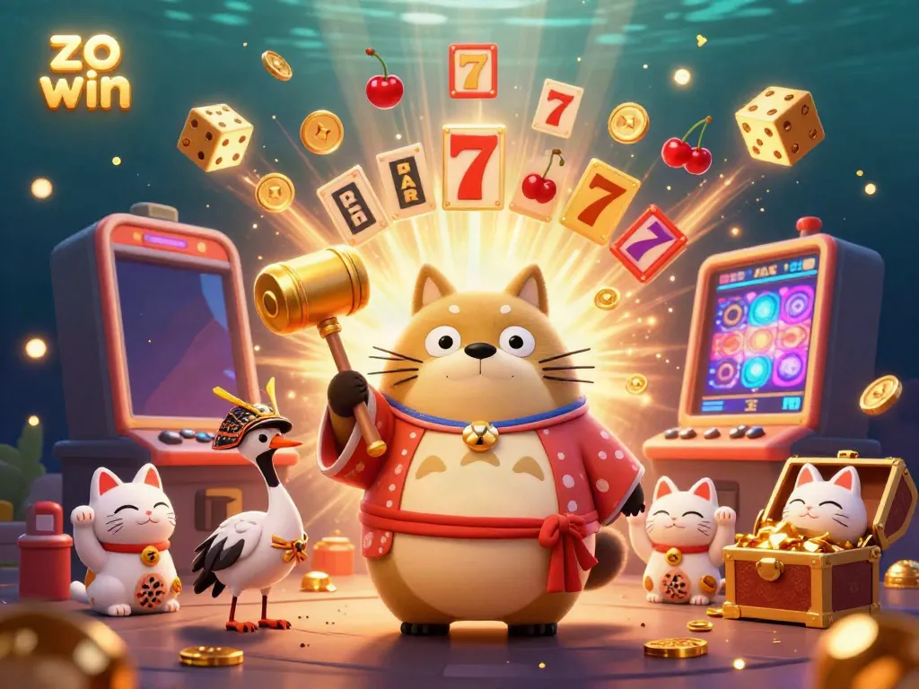 Experience z win with a cheerful tanuki in vibrant virtual casino chaos with exploding jackpots and lucky symbols.