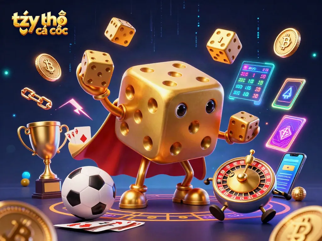 Engage with tỷ lệ cá cược visuals through an energetic sports betting 3D illustration featuring colorful game elements.