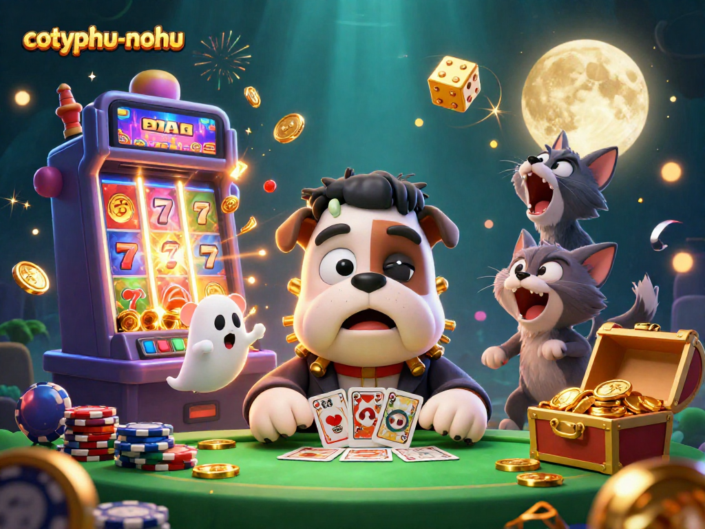 Engage with cotyphu-nohu as characters deal cards and win casino jackpots at an exhilarating gaming table.