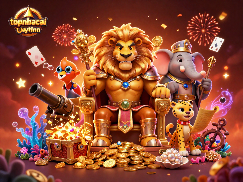 Experience the excitement of topnhacaiuytinn with thrilling casino characters and games in a vibrant scene.