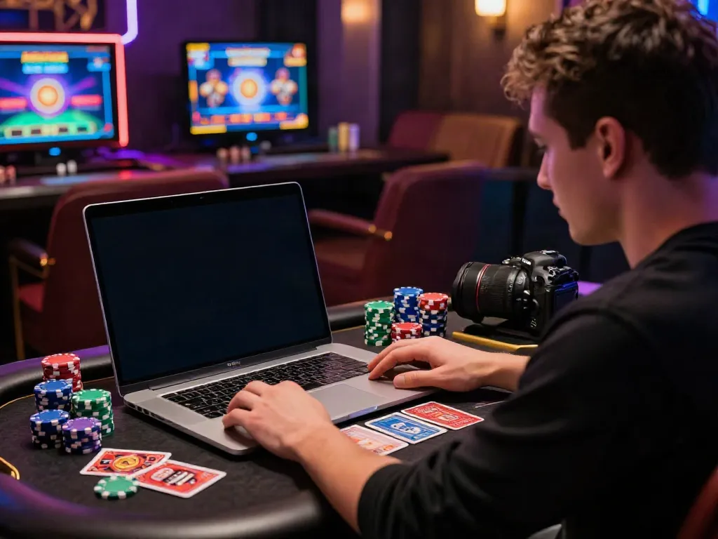 Engaging non GamStop online casino scene with player focused on vibrant games.