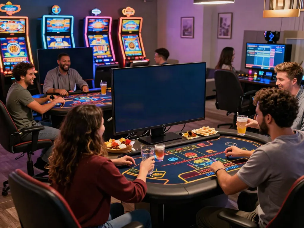 Engaging non gamstop online casino scene with friends gaming together