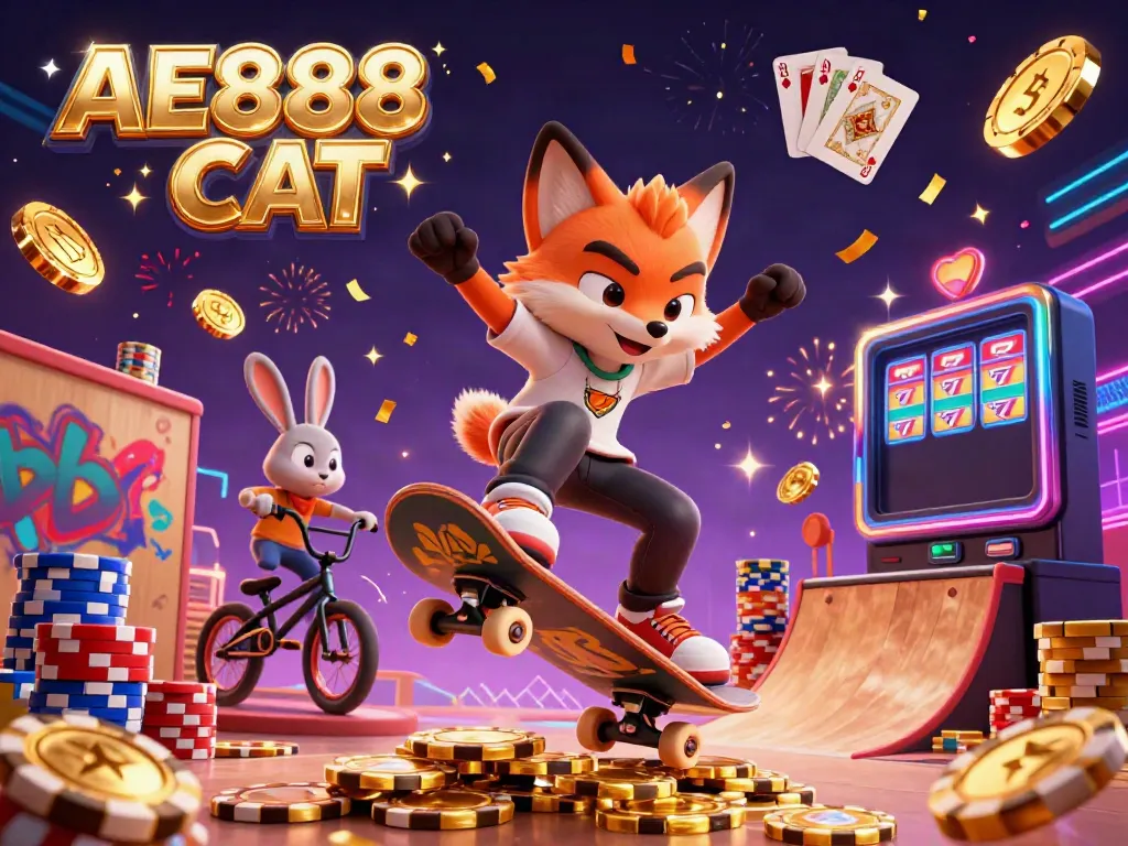 Catch thrilling moments with AE888 CAT's vibrant casino scene featuring exciting characters and gameplay elements.