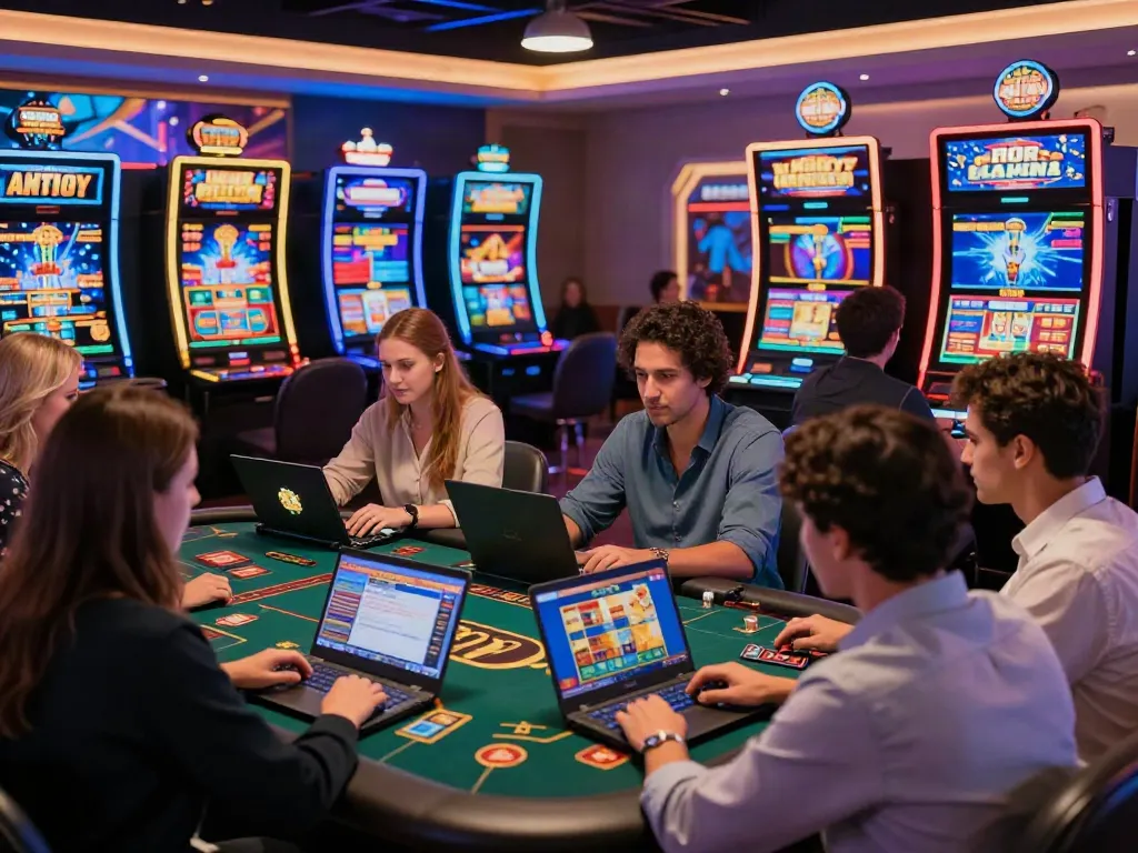 Engaged players enjoying exciting non Gamstop gaming options in a vibrant online casino atmosphere.
