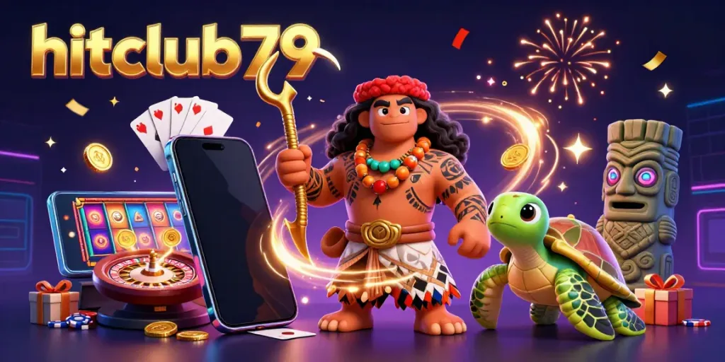 Experience the vibrant excitement of hitclub79 with a colorful slot game featuring a Polynesian demigod and a turtle sidekick.
