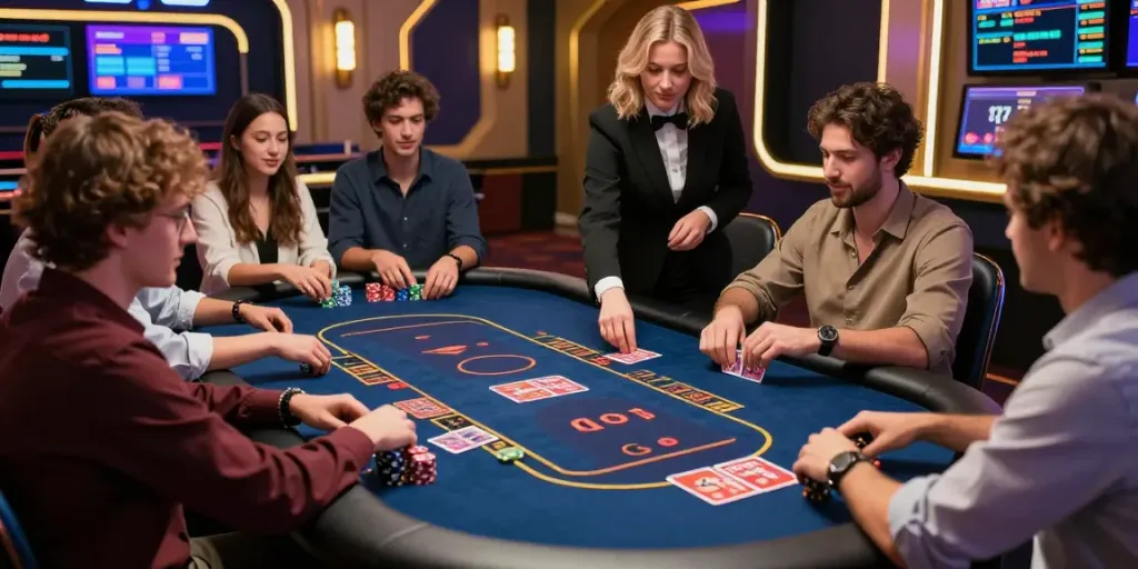 Exciting 9 bet online casino scene with diverse players engaged in gaming.