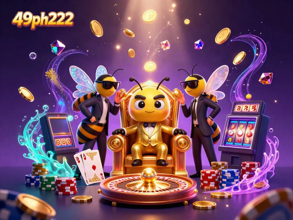 Experience the excitement with 49ph222's vibrant 3D casino scene featuring a bumblebee mob boss.