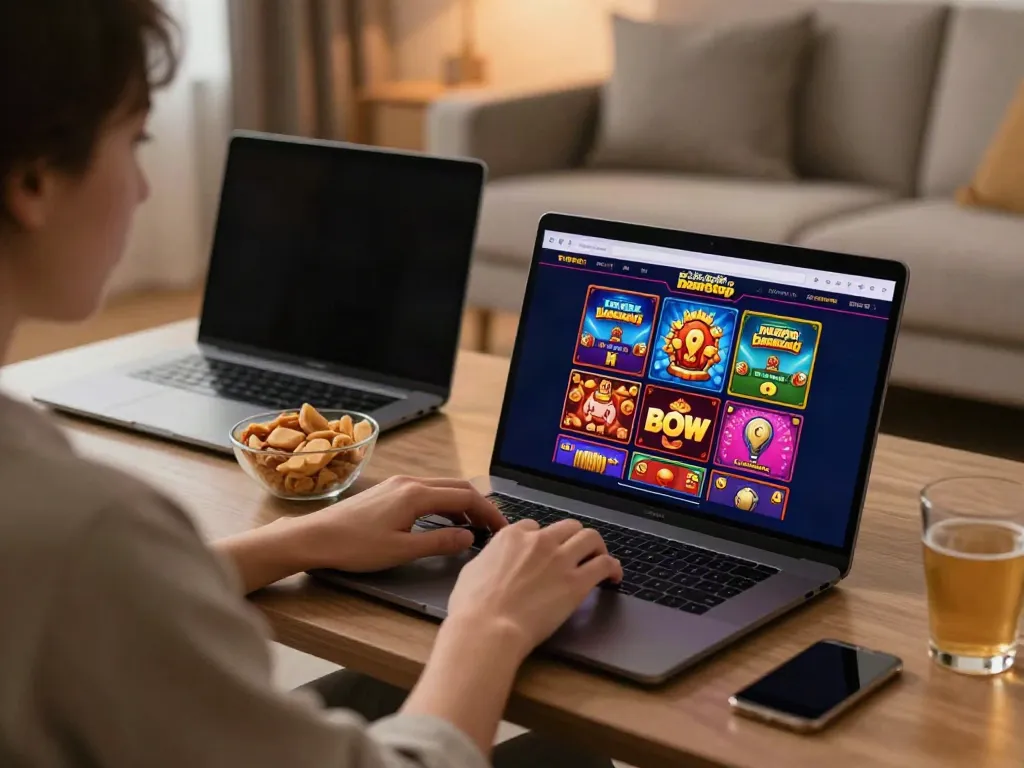 Engaging non GamStop online casino gaming experience in a cozy living room.