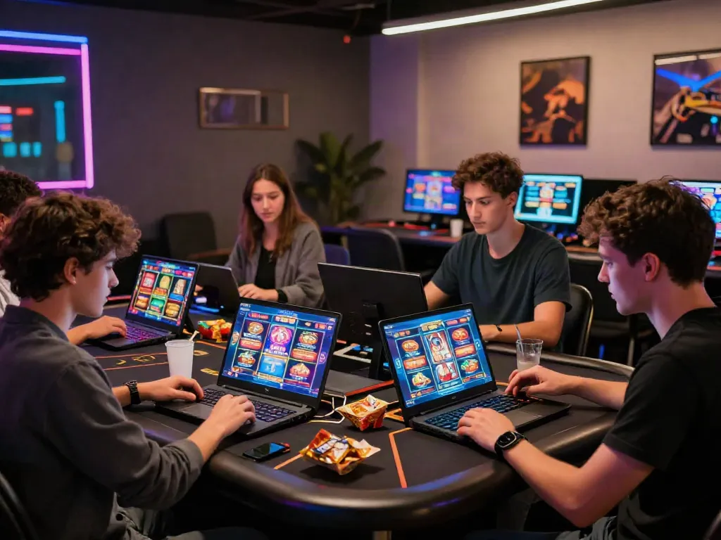 Engaged players enjoying non gamstop online casino games on laptops and tablets.